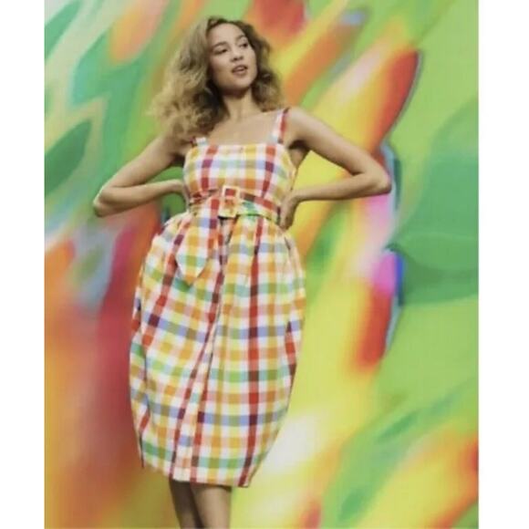 Christopher John Rogers for Target Size 4 Plaid Wide Strap Tie Waist Dress NWT - Picture 1 of 7